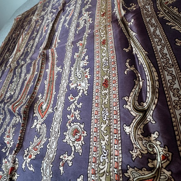 Etro Paisley Scarf Purple Gold Wool Silk Blend Italian Designer 30x30 Vintage - Picture 4 of 9